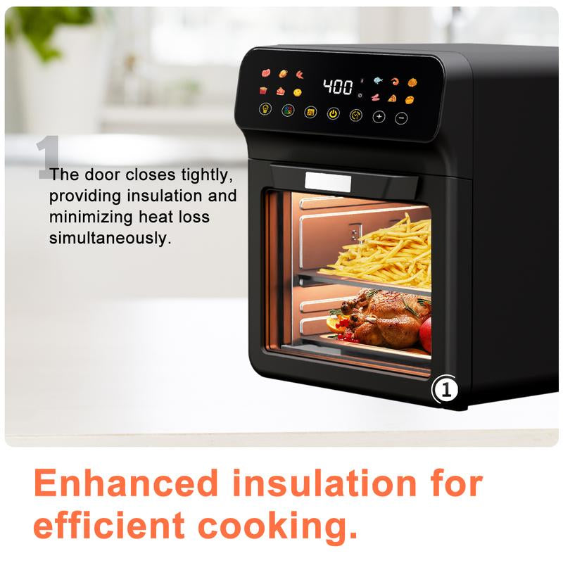 12QT Air Fryer, 1700W, Convection Oven, 12-In-1 Smart Touchscreen, Large Easy-View Window, Auto Shutoff, Black