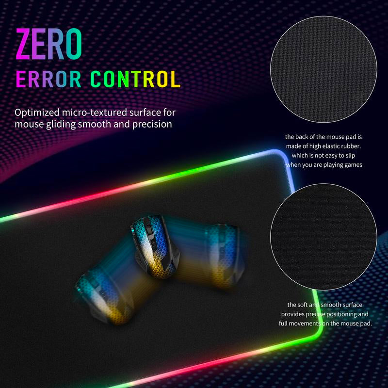 Large RGB Gaming Mouse Pad - 15 Lighting Modes Touch Control Extended Soft Computer Keyboard Pad Non-Slip Rubber Base for Gamers Esports Professionals 31.5X11.8