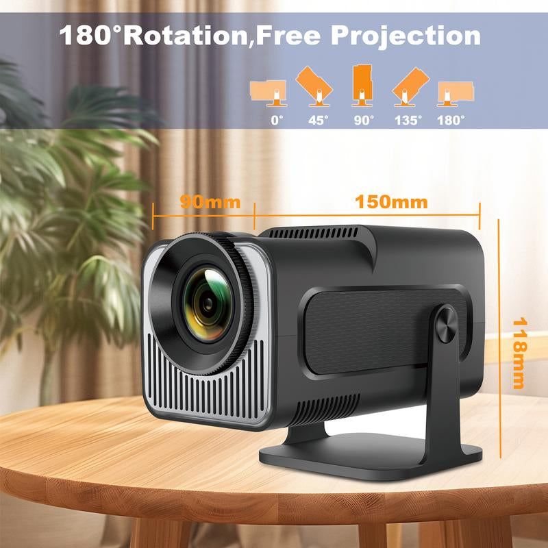 ENUOSUMA MINI Projector with 120 Inch Fabric Screen, 200 Lumens,4K Support Native 1080P, Bluetooth &WIFI ,Built in Speaker ,40-200''Display ,180° Rotation, Android 11.0 ,Auto Keystone ,Multi-Device Screen Mirror,Home&Business Use,Outdoor/Camping/Party