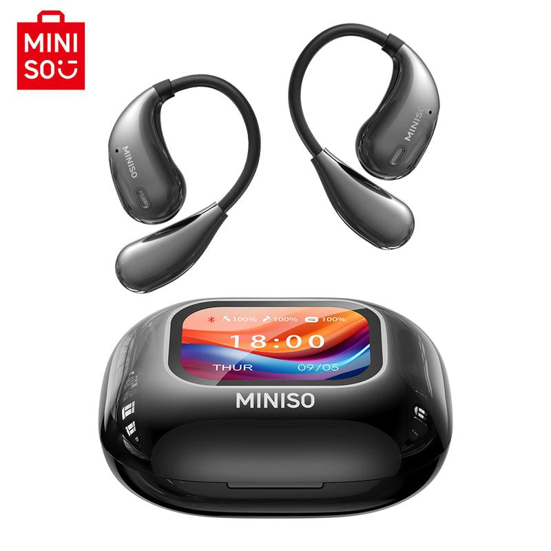 MINISO True Wireless Open Ear Earbuds Bluetooth 5.4, IPX5 Waterproof, 48Hours Play Time,Ows Headphones Immersive Premium Sound Long Distance Connection Headset with Charging Case,Light-Weight Headphones Built-In Microphone Support All Phone