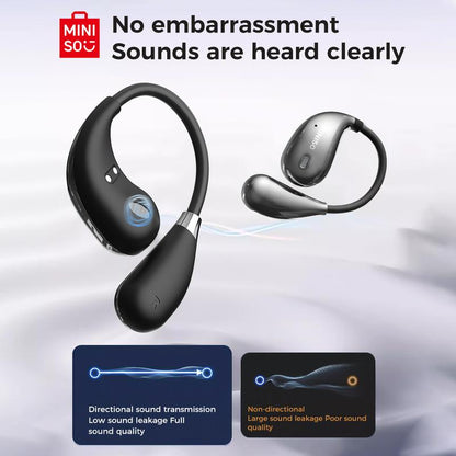 MINISO True Wireless Open Ear Earbuds Bluetooth 5.4, IPX5 Waterproof, 48Hours Play Time,Ows Headphones Immersive Premium Sound Long Distance Connection Headset with Charging Case,Light-Weight Headphones Built-In Microphone Support All Phone