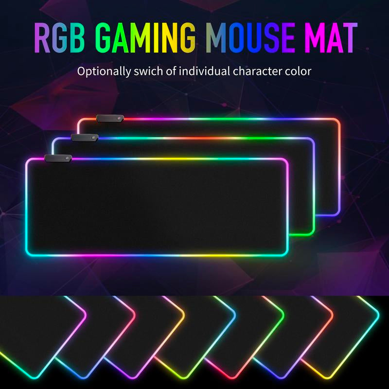 Large RGB Gaming Mouse Pad - 15 Lighting Modes Touch Control Extended Soft Computer Keyboard Pad Non-Slip Rubber Base for Gamers Esports Professionals 31.5X11.8