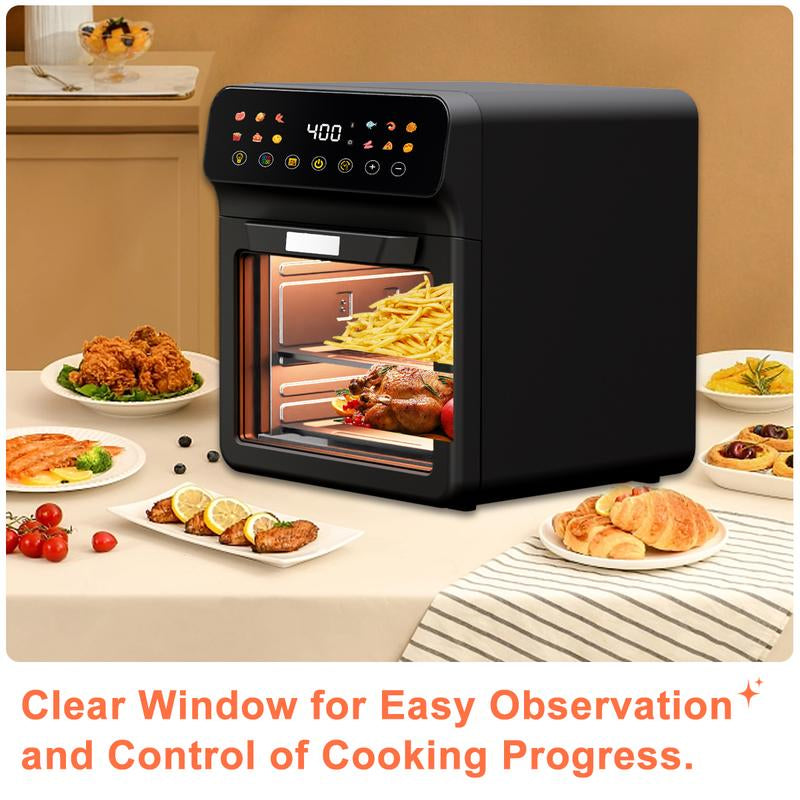 12QT Air Fryer, 1700W, Convection Oven, 12-In-1 Smart Touchscreen, Large Easy-View Window, Auto Shutoff, Black