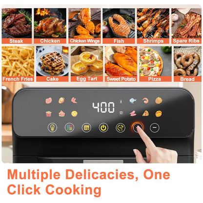 12QT Air Fryer, 1700W, Convection Oven, 12-In-1 Smart Touchscreen, Large Easy-View Window, Auto Shutoff, Black