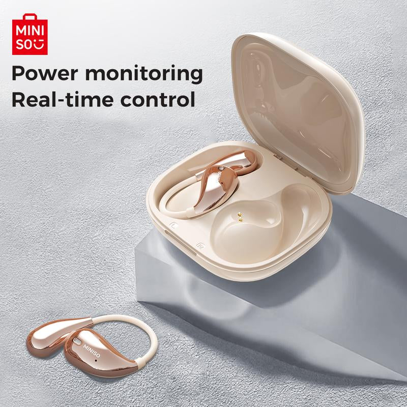 MINISO True Wireless Open Ear Earbuds Bluetooth 5.4, IPX5 Waterproof, 48Hours Play Time,Ows Headphones Immersive Premium Sound Long Distance Connection Headset with Charging Case,Light-Weight Headphones Built-In Microphone Support All Phone