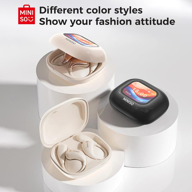 MINISO True Wireless Open Ear Earbuds Bluetooth 5.4, IPX5 Waterproof, 48Hours Play Time,Ows Headphones Immersive Premium Sound Long Distance Connection Headset with Charging Case,Light-Weight Headphones Built-In Microphone Support All Phone