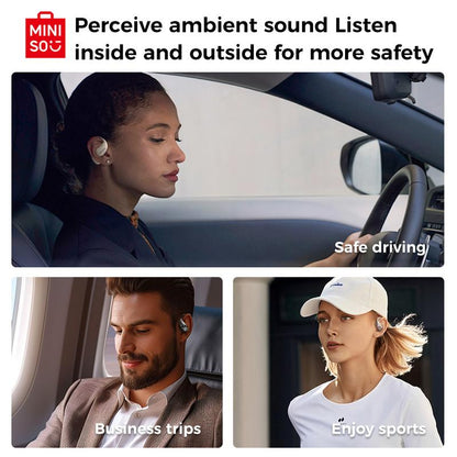 MINISO True Wireless Open Ear Earbuds Bluetooth 5.4, IPX5 Waterproof, 48Hours Play Time,Ows Headphones Immersive Premium Sound Long Distance Connection Headset with Charging Case,Light-Weight Headphones Built-In Microphone Support All Phone