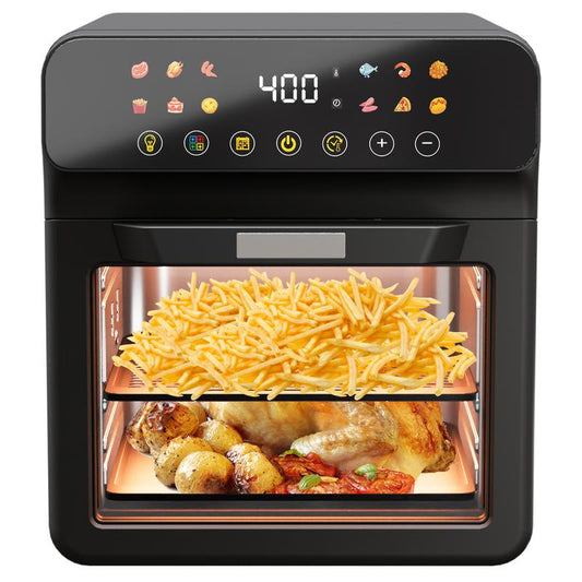 12QT Air Fryer, 1700W, Convection Oven, 12-In-1 Smart Touchscreen, Large Easy-View Window, Auto Shutoff, Black