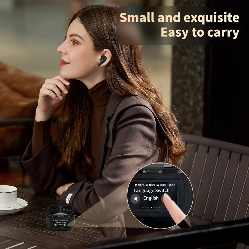 Display Bluetooth-Compatible Earphone,Touch Screen Earphone Noise Cancellation Bluetooth-Compatible Earphones Long Life In-Ear Lightweight Headphones Audio Headset Earbud Electronic