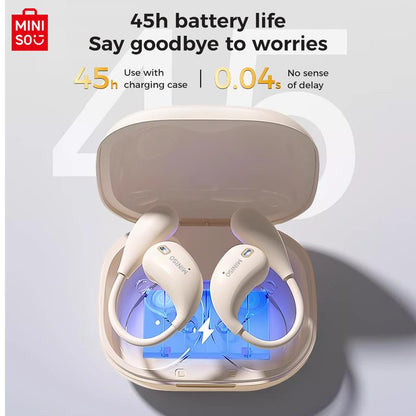 MINISO True Wireless Open Ear Earbuds Bluetooth 5.4, IPX5 Waterproof, 48Hours Play Time,Ows Headphones Immersive Premium Sound Long Distance Connection Headset with Charging Case,Light-Weight Headphones Built-In Microphone Support All Phone